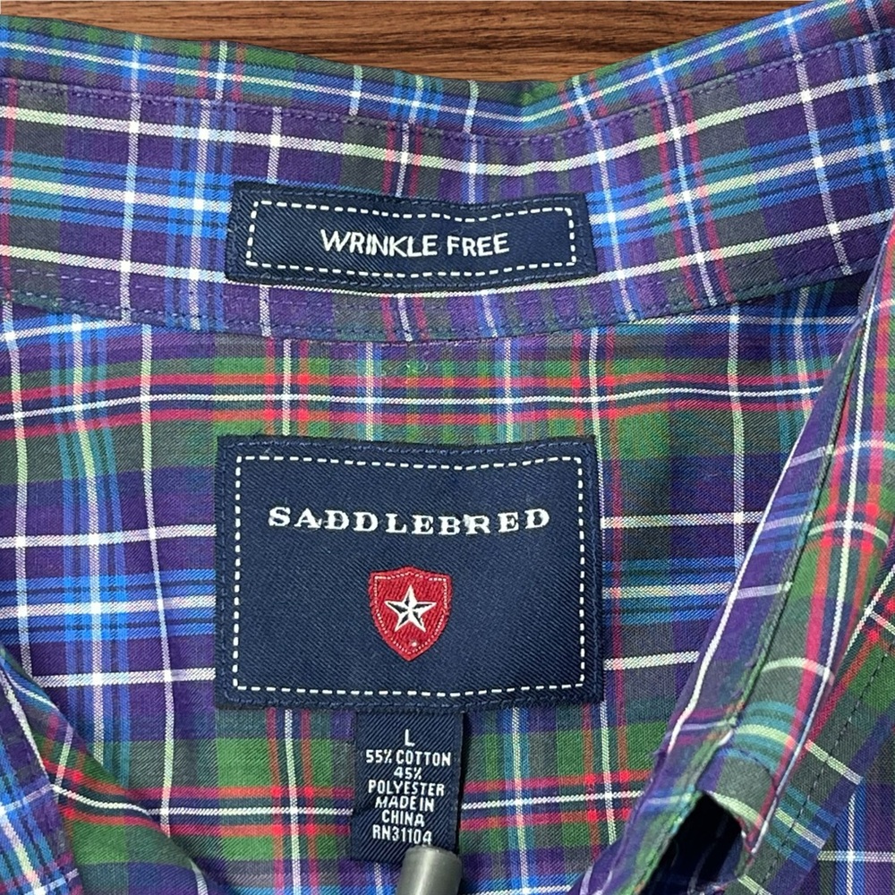 Saddlebred Men’s Long Sleeve Check Pattern Wrinkle Free Dress shirt. Large. - Picture 5 of 9